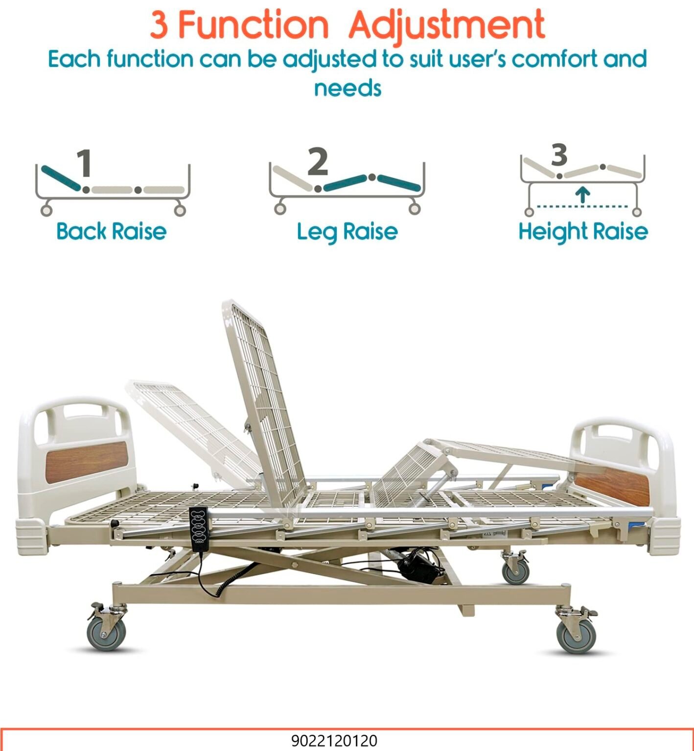 ResPro HB30 3 Function Electric ICU Hospital Bed | Automatic Motorized Adjustable Bed 2 - Image 6